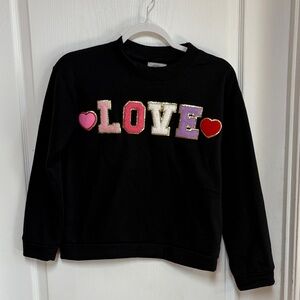 Black Valentines Day Kids Sweatshirt with chenille letters